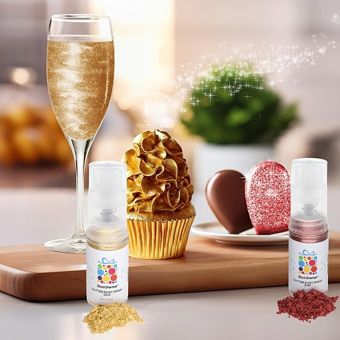 Blacksherbet Rose Gold Edible Glitter Spray, (10g) | 100% Edible | Cakes, Cupcakes, Cocktails, Edible Drink Glitter, Chocolate. Food Grade Glitter & Dusts. Kosher