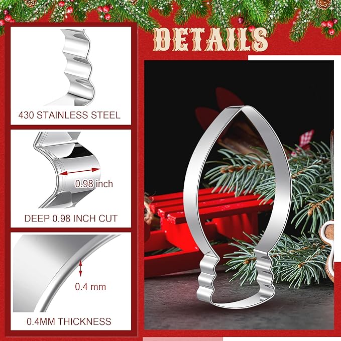 2 Pcs Large Cookie Cutters 8" Extra Large Ornaments Stainless Steel Giant Cookie Cutter for Holiday Baking