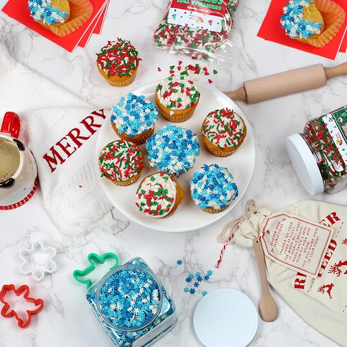 Christmas Sprinkles Bulk - 1.6 Pounds - Holiday Jimmies - Red White and Green Xmas Baking Toppings for Cookies, Cakes, Cupcakes, and More!