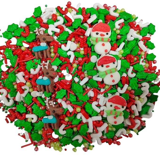 Christmas Sprinkles for Cake Decorating Edible Christmas Snowman Reindeer Icing Decoration for Xmas Party Cake Cupcake Toppers Dessert Cookie Decorations