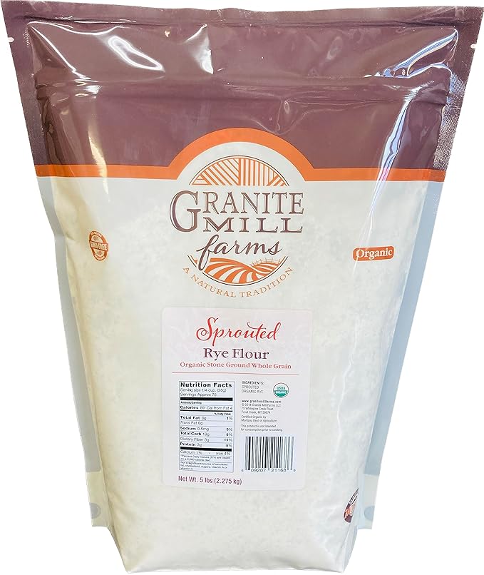Granite Mill Farms Stone Ground Sprouted Organic Rye Flour, 5 lb