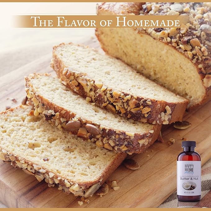 Happy Home Flavoring Imitation Butter & Nut Baking Flavor Emulsion - Certified Kosher, 4 oz.