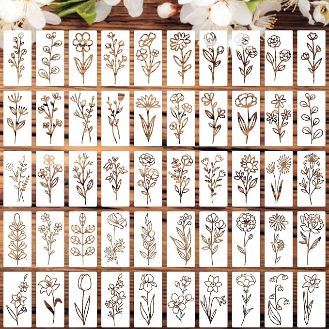 Flower Stencils for Painting on Walls Flower Stencil Floral Stencils for Crafts Paper Canvas Wood Decor