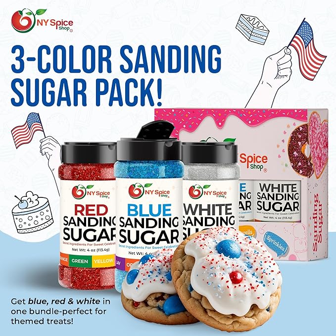 NY Spice Shop Blue Sanding Sugar - 4 Ounce Sweet Colorful Edible Sprinkles For Candy Dish - Sugar Sprinkles For Cake Decorating Basket & Dishes