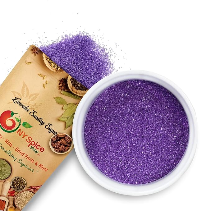 NY Spice Shop Lavender Sanding Sugar - 8 Ounce Sweet Edible Sprinkles for Party Decoration, Cake, Cupcakes, Cookies Topping & Dessert Dishes - Colorful Sugar Sprinkles for Party Favors & Baking Treats