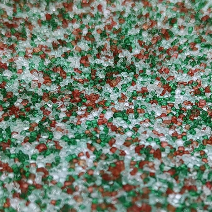 Edible Sanding Sugar Sprinkles for Cookie Decorating, Sugar Sprinkle Mix For Celebration Cakes, Cupcakes, Cookies, 3OZ (Red&Green&White)