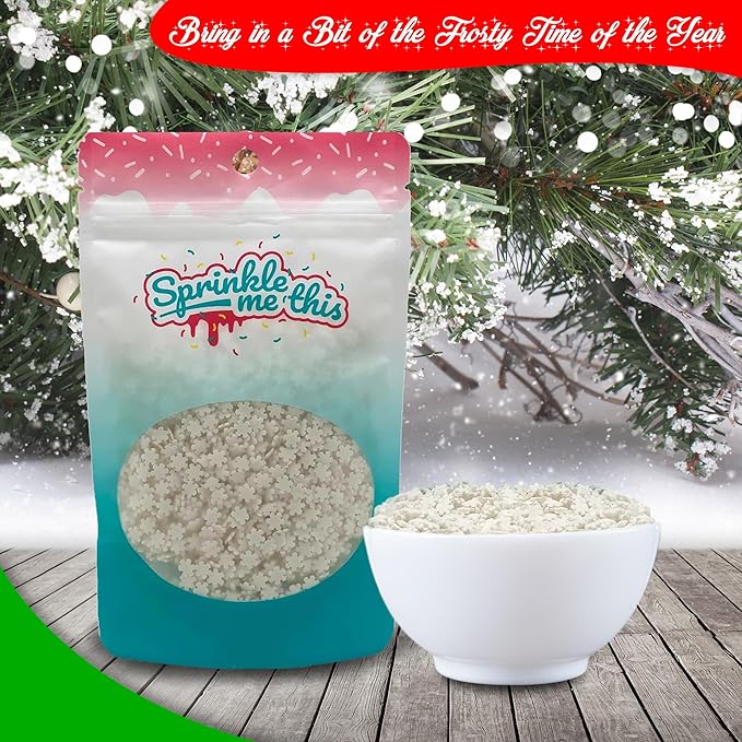Christmas Sprinkles - Holiday Sprinkles For Baking And Decorating - A Variety Of Bulk Sprinkles Sure To Fit Every Baking Need For The Holidays - 4 Ounce Variety (Snowflakes)