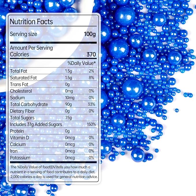 Deep Blue Pearl Sugar Sprinkles, Edible Candy Pearls, 150g/5.29oz, Blue Sprinkles for Cake Decorating, Baking Cake Decorations, Cupcakes, Foodgrade Toppers, Wedding Party Chirstmas Supplies