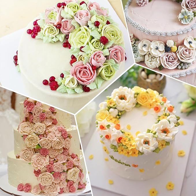 29 Pcs Cake Decorating Tools Kit, 4 Flower Nails,1 Flower Elevator For A Chocolate Cake Soft Candy Cupcake And 24 cakes piping tips For Fondant Cupcake