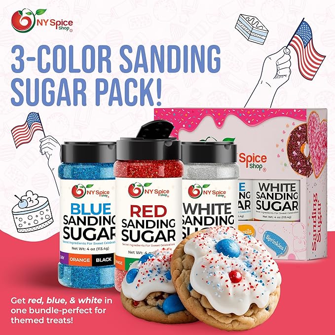 NY Spice Shop Christmas Red Sanding Sugar - 3 Ounce Edible Holiday Sprinkles for Cake Decorating, Cupcakes and Cookies - Festive Baking Decorations for Christmas Desserts, Candy Dishes and Gift Treats