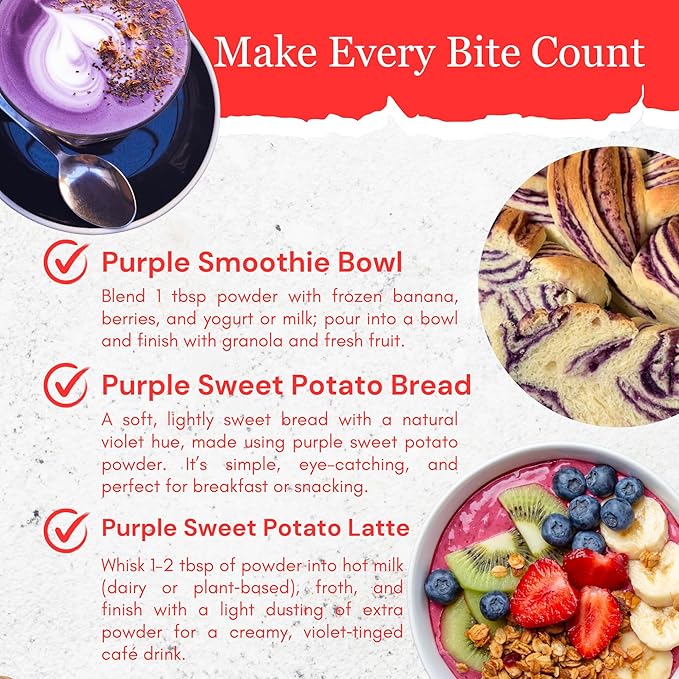 Byait Purple Sweet Potato Powder 12 Oz, No Additives, Natural Purple Food Coloring Powder for Baking, Smoothies, Juices, and Desserts, Vegan, Gluten Free, Non-GMO