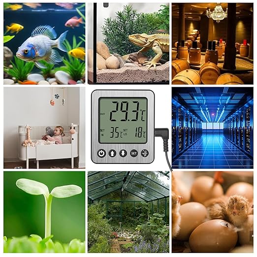 Refrigerator Thermometer Freezer Alarm Digital Freezer Thermometer Fridge Thermometer with Extra Sensor high and Low Temperature Alarm (1, White,ZZ10)