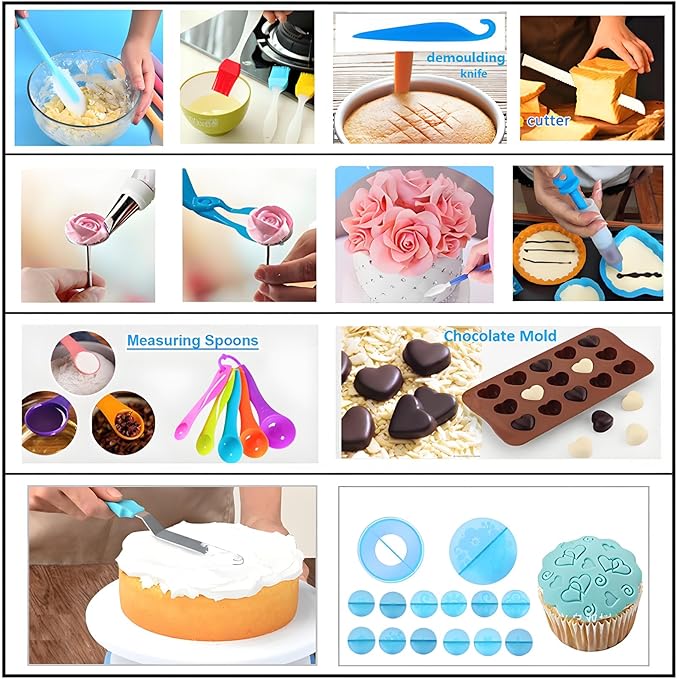 387 Pcs Cake Decorating Kit Piping Bags and Tips Set,with 64 Icing Tips,102 Pastry Bags,5 Couplers,Cake Spatulas,More Cupcake Cookie Decoration Tools,Toolbox, (Pink)