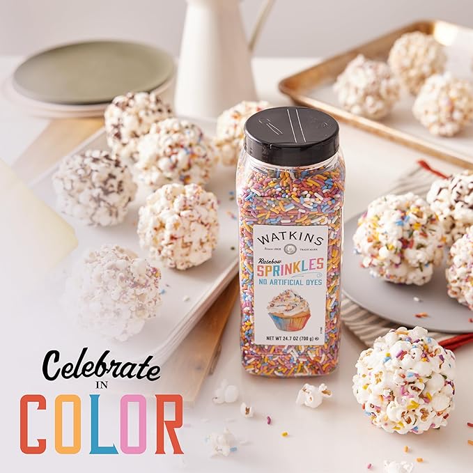 Watkins Rainbow Decorating Sprinkles, No Artificial Dyes, Perfect for Ice Cream and More, 24.7oz