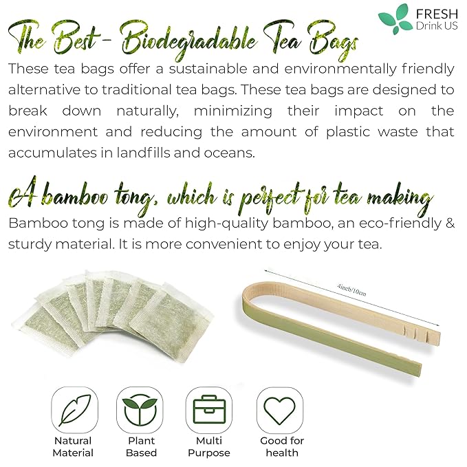 FreshDrinkUS, Premium 200 Fennel Tea Bags, 100% Natural & Pure from Fennel Seeds. Made with Natural Material Tea Bags. No Sugar, No Caffeine, No Gluten, Vegan.