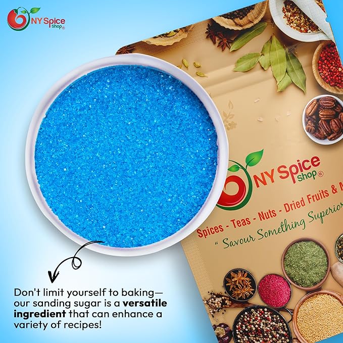 NY Spice Shop Light Blue Sanding Sugar - 1 Pound Sweet Colorful Edible Sprinkles For Candy Dish - Sugar Sprinkles For Cake Decorating Cookies Basket & Dishes