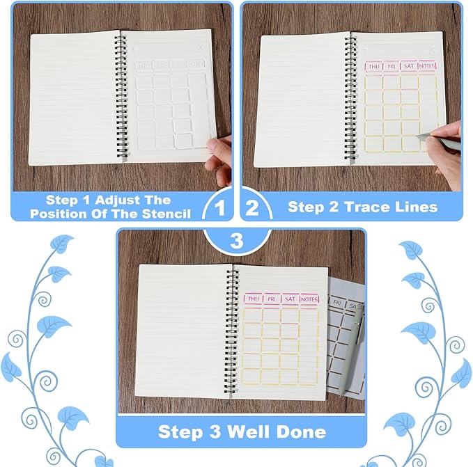 48 Pcs Planner Stencils for Crafts, Multiple for Journal Stencils Dotted Notebooks, Planner Stencil Drawing Accessories Kit for Scrapbooking Cards DIY Projects(7x5 Inch)