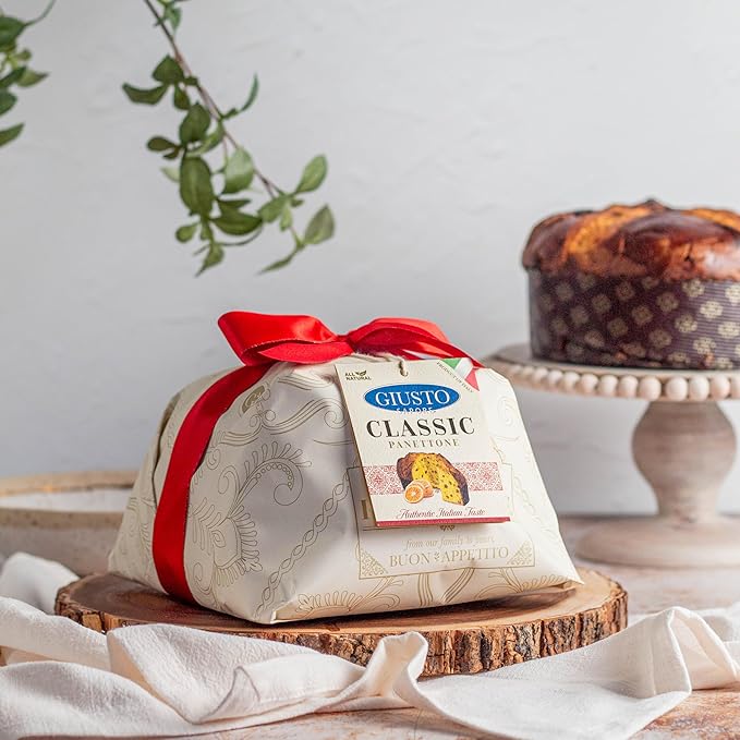 Giusto Sapore Authentic Italian Panettone Original with Raisins, Candied Orange Peel and Butter Gourmet Bread - Traditional Dessert - New and Imported from Italy, Family Owned - 28.21 oz