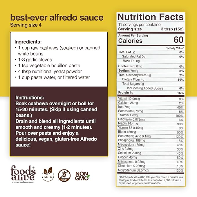 Foods Alive | Non-Fortified Nutritional Yeast Flakes | 6 oz (3-Pack)