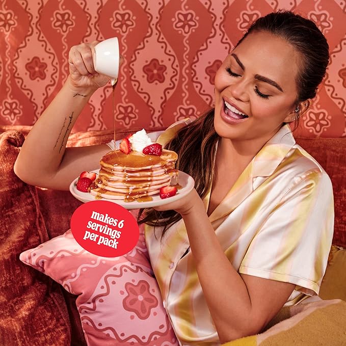 Strawberry Mochi Pancake & Waffle Mix by Cravings by Chrissy Teigen – 3 Pack Mochi Pancake Mix Gluten Free with Real Strawberries – Pink Pancake Mix, Mochi Foods Waffle Mix, Non-GMO, Kosher