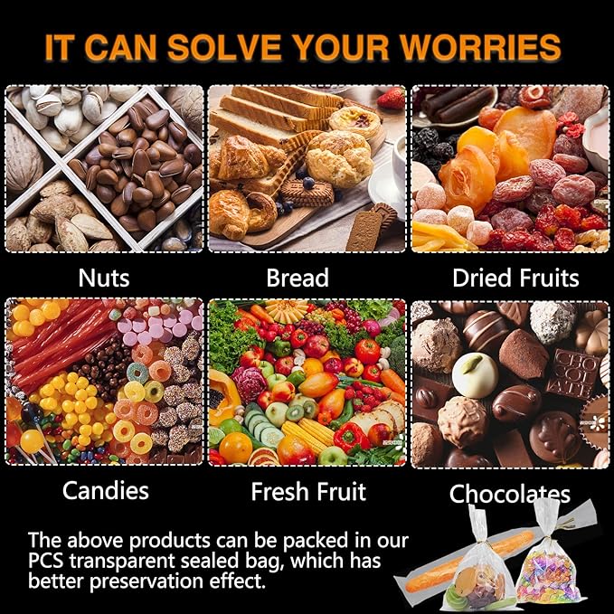 NEOACT 650 PCS Clear Flat Cellophane Treat Bags with 3x5,4x6,9.84 * 2", Treat Bags with Ties are Good for Pretzel Rods,Bakery, Cookies, Candies,Dessert.