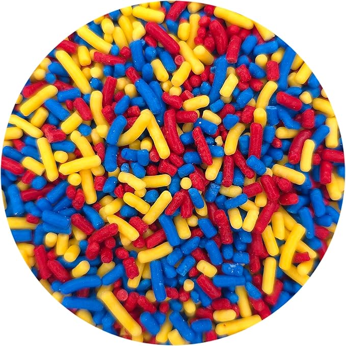 NCS Red, Yellow, and Blue Edible Jimmies Sprinkles, 8 ounces