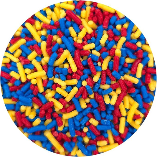 NCS Red, Yellow, and Blue Edible Jimmies Sprinkles, 8 ounces
