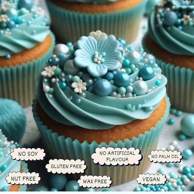 Confect Mint Green Pearls & Jimmies | Sprinkles for Cakes & Cupcakes Decoration | Bottle Frosted Mint Green Sprinkles | Vegan, Gluten-Free, Soy-Free, Dairy-Free, Palm Oil-Free- 4.2 Oz