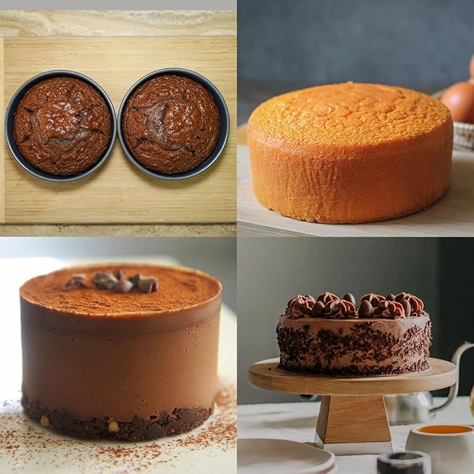 HARFINGTON 2Pcs Round Cake Pan with Removable Loose Bottom 5" Small Cheesecake Pan Anodized Aluminum Nonstick Baking Pan for Wedding Birthdays Party Event