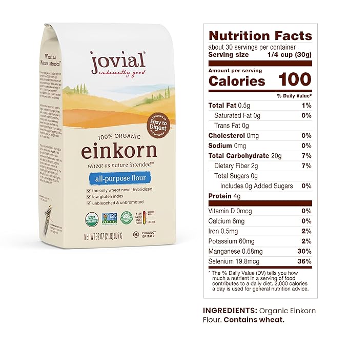 Jovial Organic Einkorn Flour, 32 oz (2 pack)