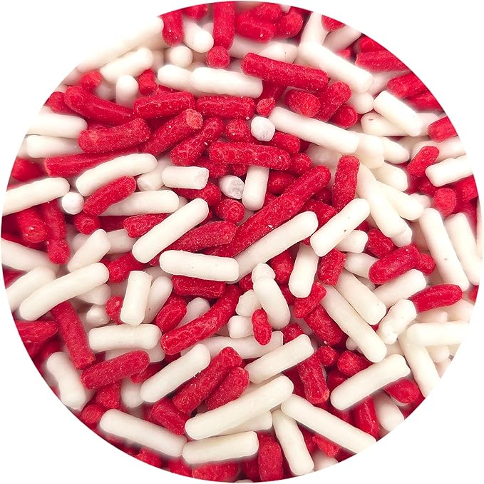 NCS Red and White Edible Jimmies Sprinkles, 8 ounces