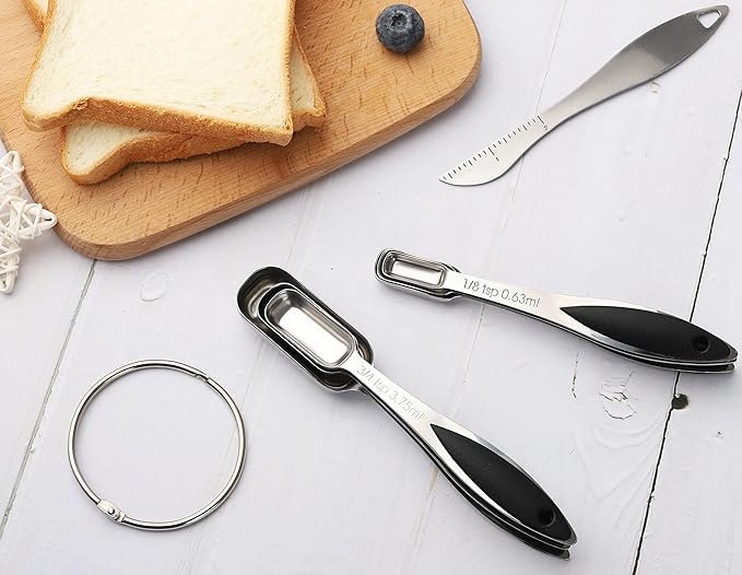 Measuring Spoons Set of 7 Stainless Steel Metal Measuring Spoons Heavy Duty Tablespoon for Measuring Dry and Liquid Ingredients Fits in Spice Jar
