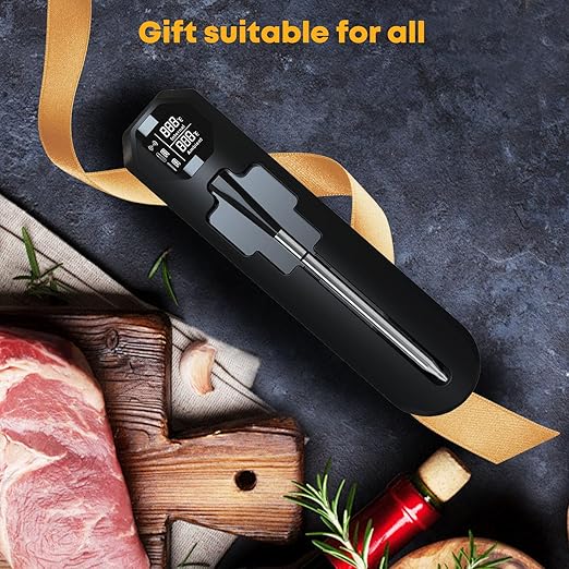Wireless Meat Thermometer with Bluetooth & WiFi, Digital Meat Probe for Grilling, Smoking, and Oven Roasting, Dual Probe & Smart Alerts for Accurate Temperature Monitoring for BBQ & Smoker