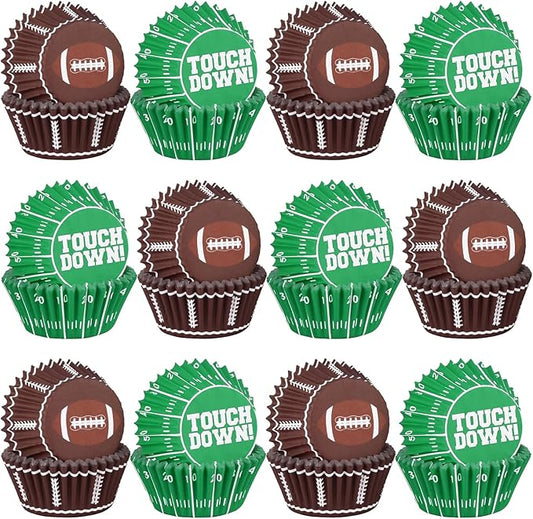 Football Party Supplies: 300-Count Football Cupcake Liners & Wrappers - Game Day, Birthday, and Tailgate Parties - Premium Football Cake Decorations - Football Party Favors