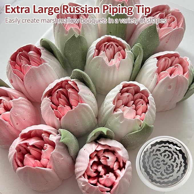 Extra Large Russian Piping Tips for Marshmallows Stainless Steel Flower Frosting Nozzles many styles Cake Decorating Baking tool for Buttercream, Cupcakes Cookies(SL43)