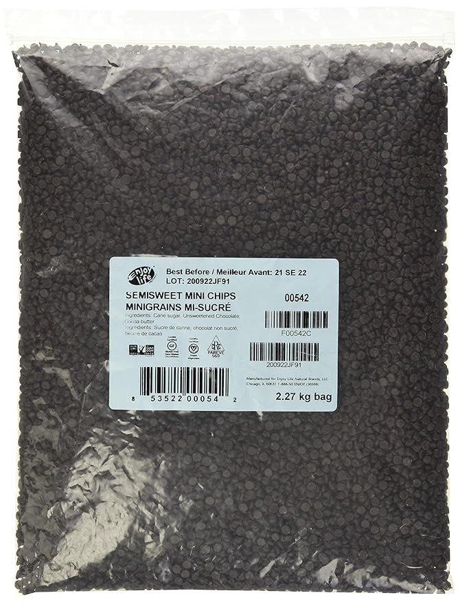 Enjoy Life Bulk Semi-Sweet Mini Chocolate Chips, Vegan, Dairy Free, Gluten Free, Nut Free, Kosher, Soy Free Allergy Friendly, 5 Lb. Bag