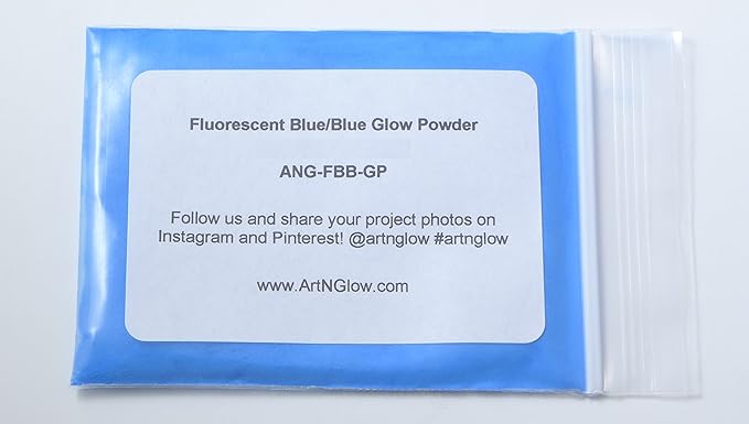 Glow in The Dark Pigment Powder - Neutral and Fluorescent Color for Art Painting, Fine Art, Nail Art Paint, and DIY Crafts - Long Lasting, 10+ Color Options - Fluorescent Blue - (60 Grams/ 2.12 oz)