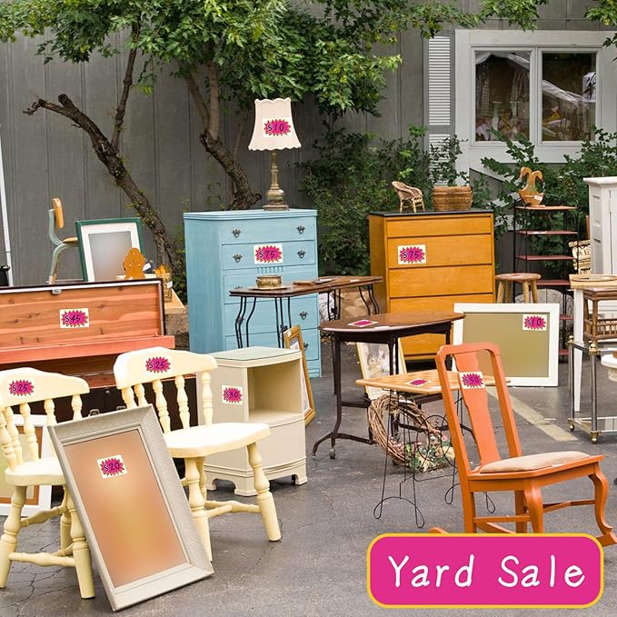 300 Pcs Garage Sale Price Stickers, Removable Adhesive 2"x3" Label Stickers for Yard Sales, Retail & Community Events