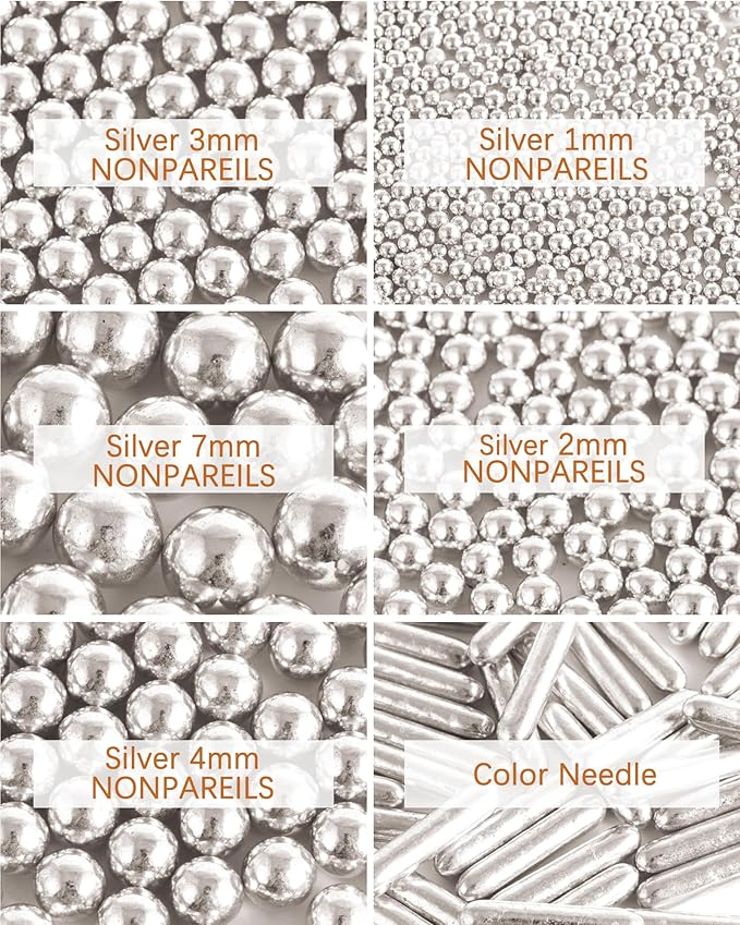 Easter Sprinkles for Baking Edible Sugar Confetti, Nonpareils & Sugar Pearls - Easter Cake Decorations, Cookies, Cupcakes, Dessert Toppings (Spring Pastel Colors) Silver