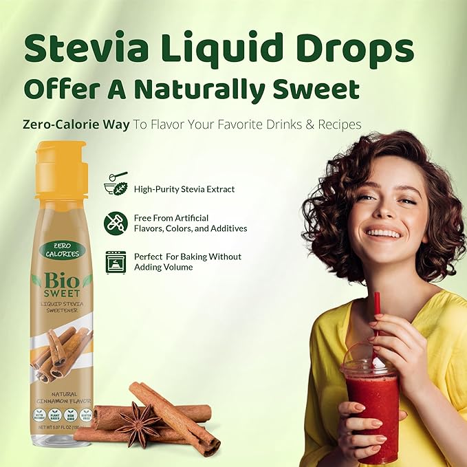 BioSweet Stevia Drops - Cinnamon Flavor | Zero Calorie Liquid Sweetener | Non GMO, Keto & Diabetic Friendly, Gluten Free, Vegan | Nothing Artificial | 3,000 drops (5.07 Fl Oz)