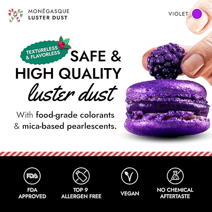MONÉGASQUE Purple Edible Glitter for Drinks 15g – Violet Edible Glitter for Cakes & Cocktails – Purple Luster Dust for Cocktails – Violet Food Coloring for Cupcakes & Christmas Cake Decorations Spray