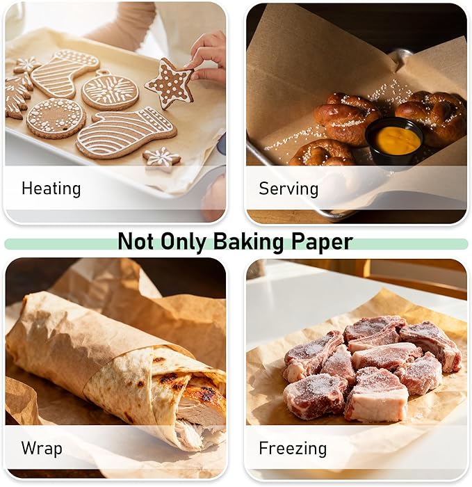 EcoDispose Non-Stick Precut Parchment Paper Baking Sheets Full Pan liner for Bake (12-3/16" x 16-3/8",Unbleached,500,PCS)