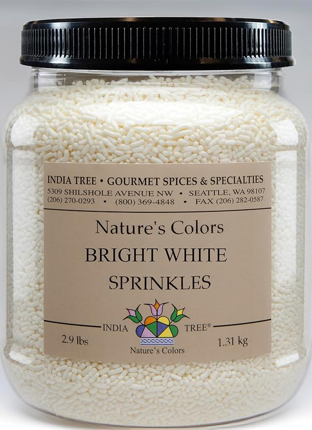 India Tree Nature's Colors Bright White Sprinkles - 2.9 lb Bulk | Natural, Non-GMO, Vegan, Top 9 Allergen-Free