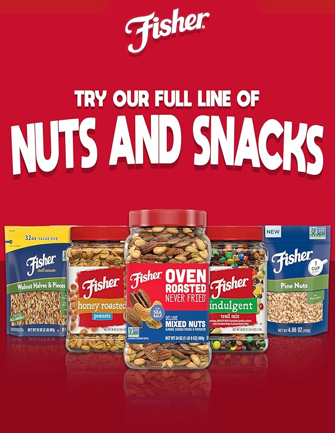 Fisher Oven Roasted Never Fried Almond & Cashew Blend, 24 Ounces (Pack of 1), Healthy Snacks for Adults, No Added Oil, Artificial Ingredients or Preservatives, Trail Mix, Gluten Free