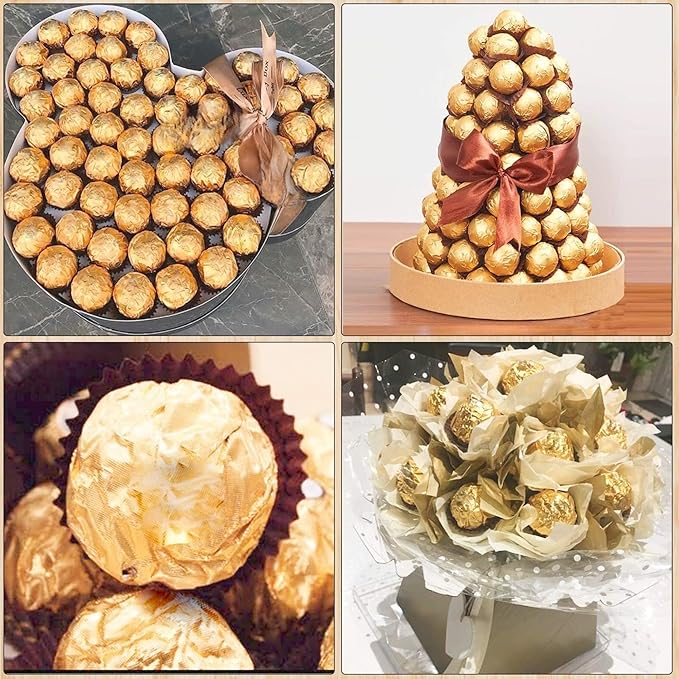 200 Pack 3.15x3.15 inch Golden Chocolate Wrappers Aluminium Foil Square Sweets Lolly Paper Wrapping for DIY Food Candy Packaging Decoration Party Favor Wedding Birthday Accessories