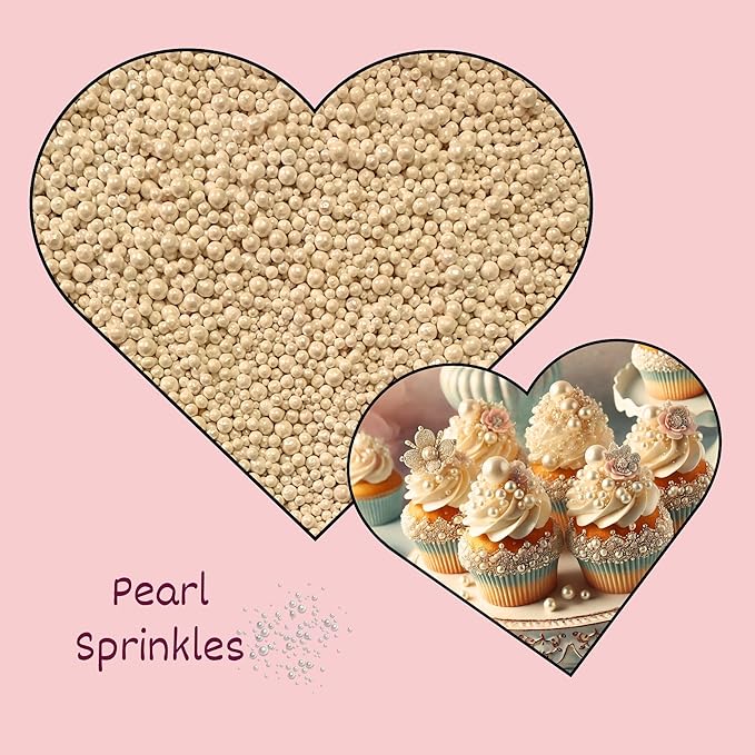 Confect Love White Pearl Disco Ball Sprinkles Mix – Edible Confectionery Sprinkles for Cake, Cupcake & Dessert Decorating | Vegan, Gluten-Free, Soy-Free, Dairy-Free, Palm Oil-Free – 4.2 Oz
