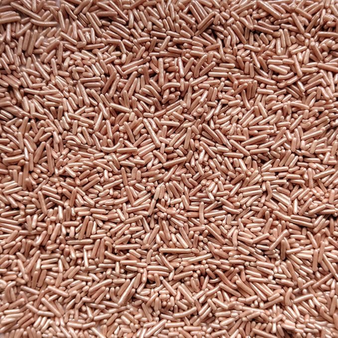 Homankit Rose Gold Jimmies Sprinkles Edible Sprinkle Candy Soft Jimmies Toppings for Ice Cream, Cupcake, Cake, Cookie, Dessert Decorating 2.75 Ounces