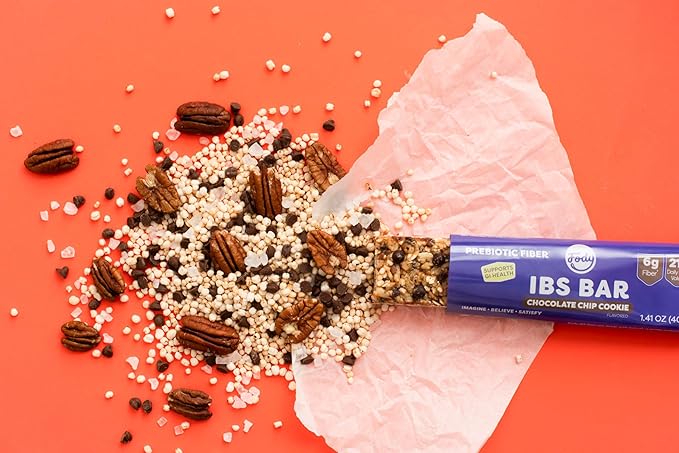 Fody Foods IBS Snack Bars, Chocolate Chip Cookie, 1.41 Oz (Pack of 12), 6g Prebiotic Fiber, Low FODMAP, Gut & IBS Friendly, Lactose Free, Non-GMO, Gluten Free