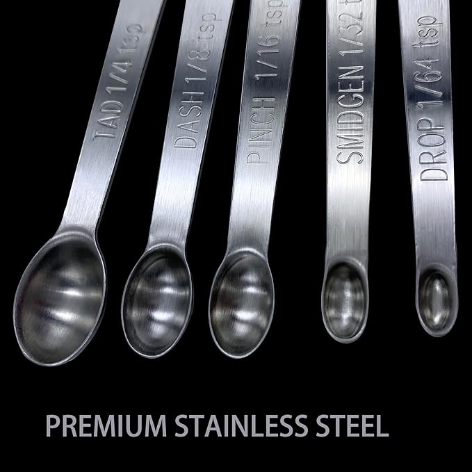 Measuring Spoons Set, Small Measuring Spoon 1/64, 1/32, 1/16, 1/8, 1/4 tsp, Mini Measuring Spoons, Stainless Steel Measuring Spoons, Set of 5