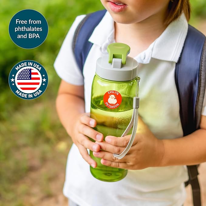 Personalized Waterproof Name Labels for Kids | Optional Packs 50, 150, 230 Labels | Custom Name Stickers for Kids' Clothing Tag, Water Bottle, Lunch Box, Customize Kid Name Label for Daycare Farm